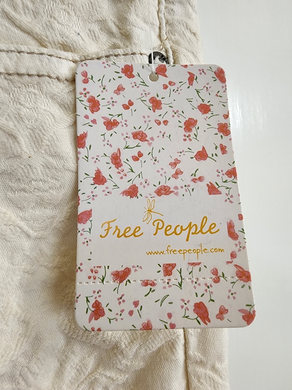 NWT Free People Cream Floral Jacquard Skinny Jeans Size 27 Boho - Picture 13 of 16